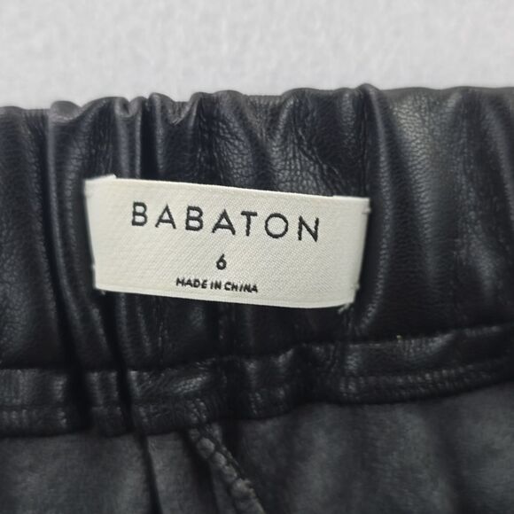 Babaton Aritzia NWT Black Faux Leather Pants High-rise Women's Size 6 - Picture 4 of 12